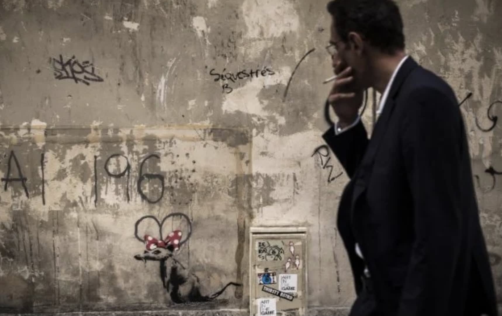 Banksy, "Refugee Rat / Saint Rat "- Paris" (not for sale), 2018