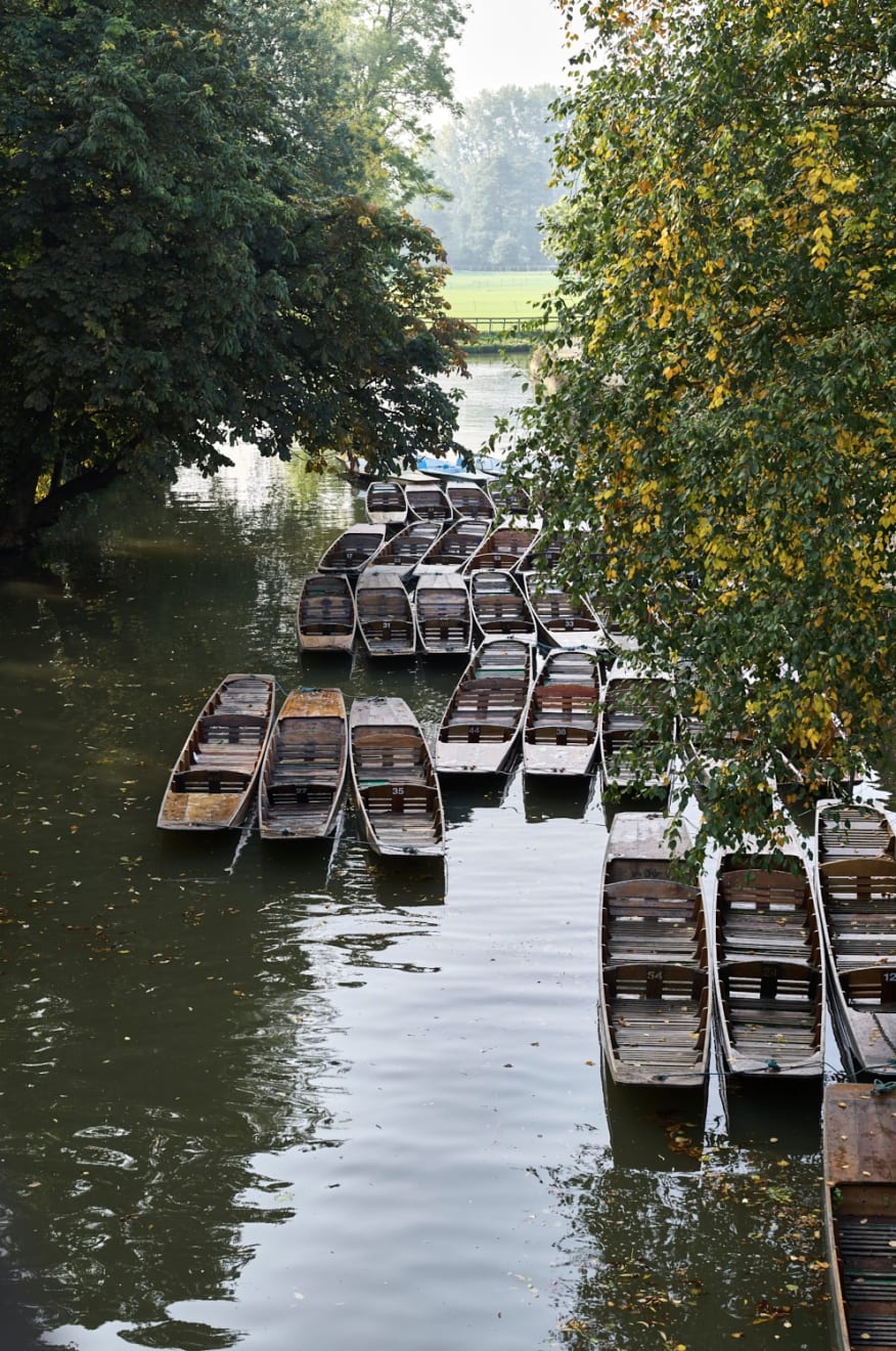 Punts on the river Cherwell from Magdalen Bridge, Oxford