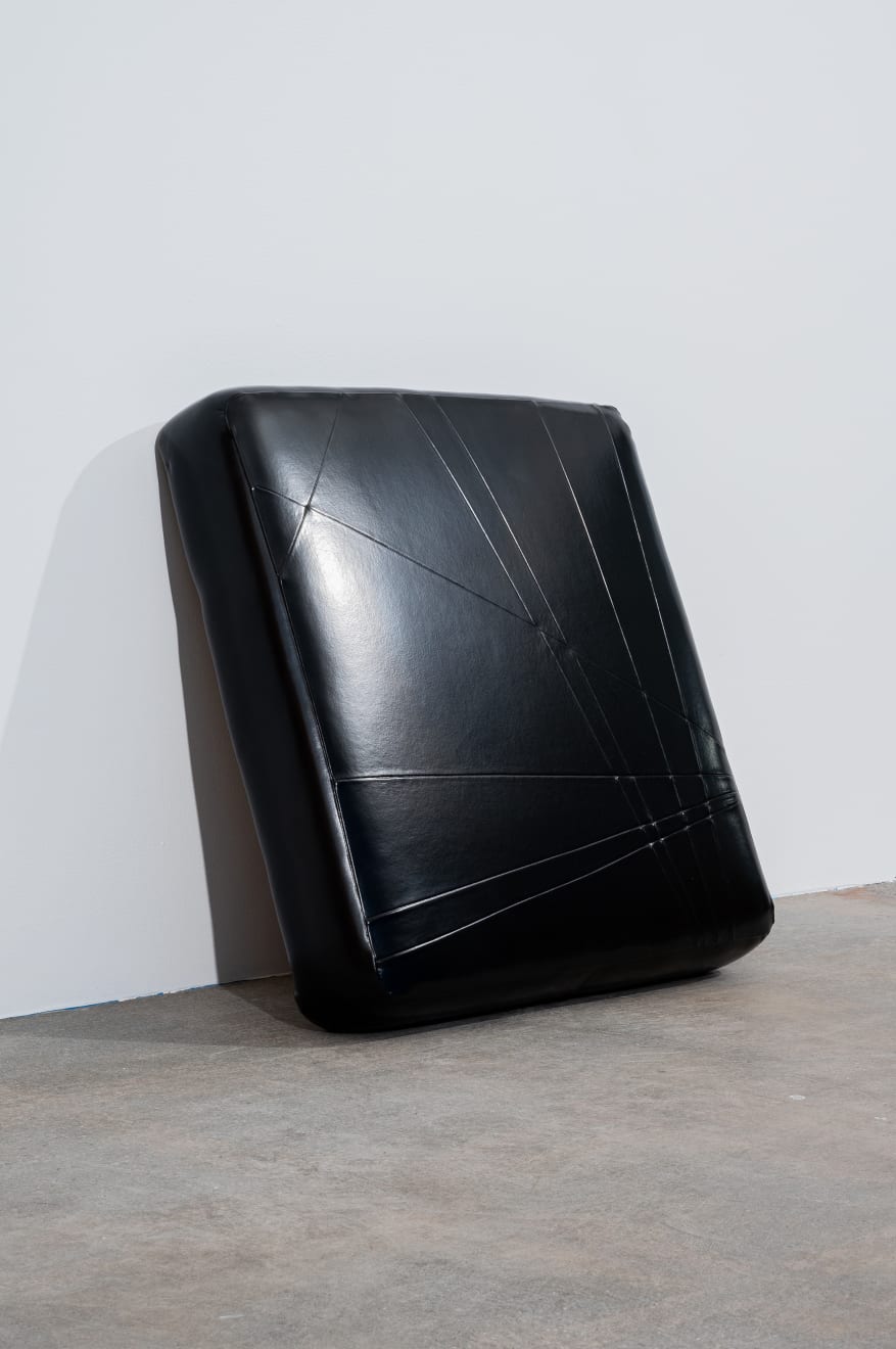Kaz Oshiro, Untitled Painting (black upholstery/lines), 2012