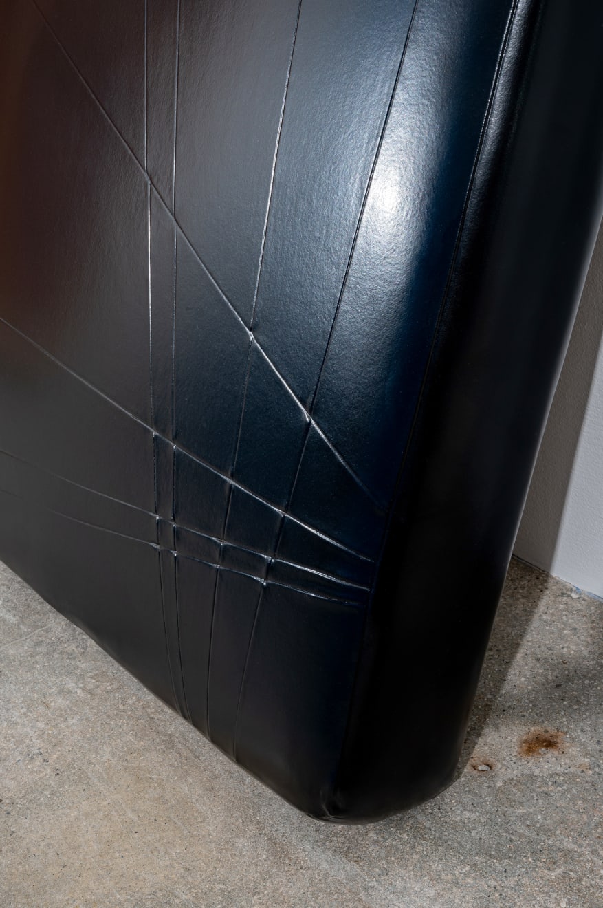 Kaz Oshiro, Untitled Painting (black upholstery/lines), 2012