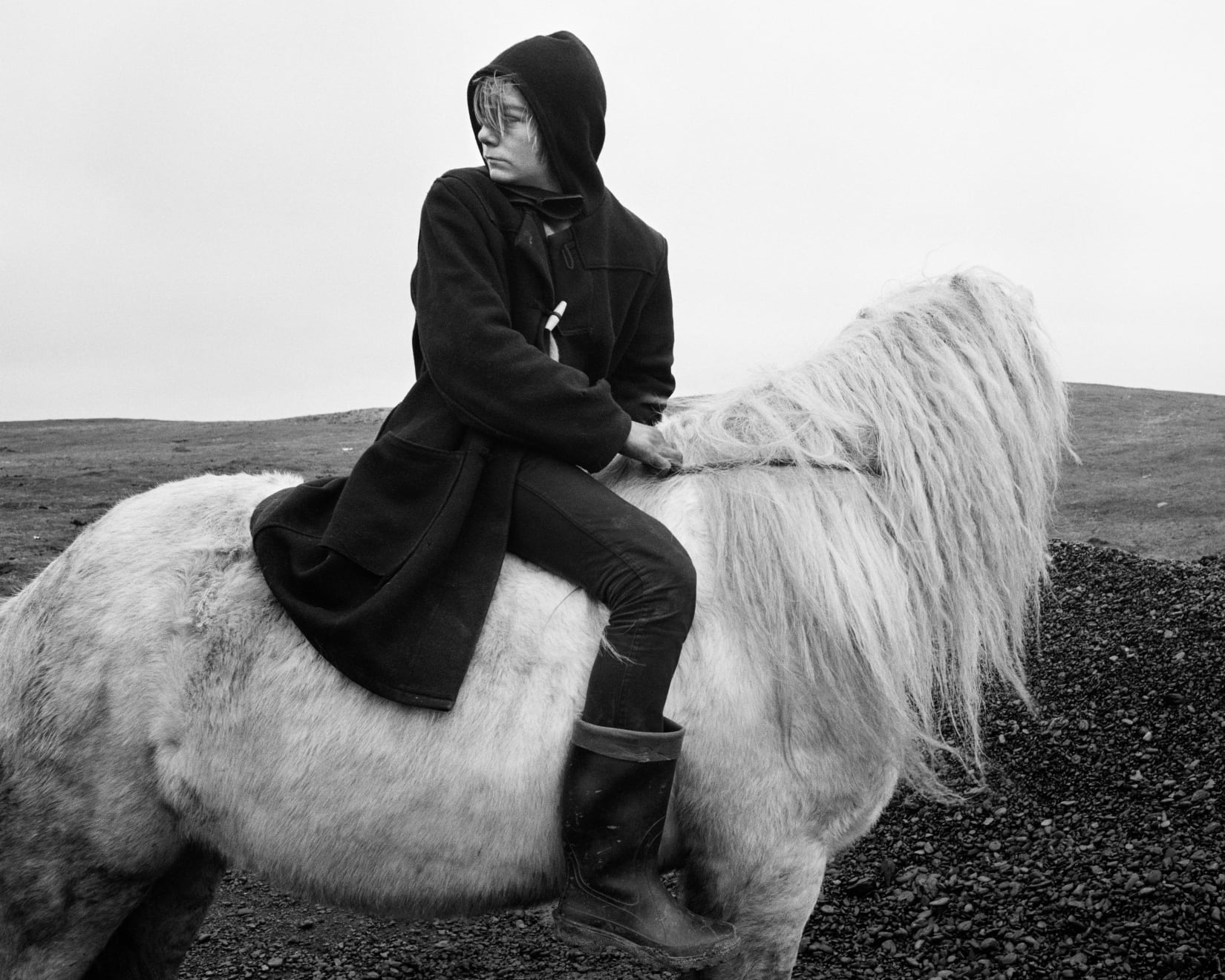 Chris Killip, Seacoal, Boo on a horse, Lynemouth, Northumberland, 1987