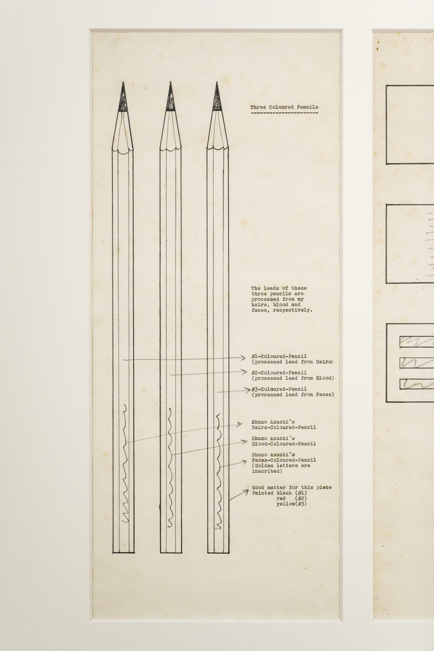 Shuzo Azuchi Gulliver, Three colored pencils (first plan), 1974-75