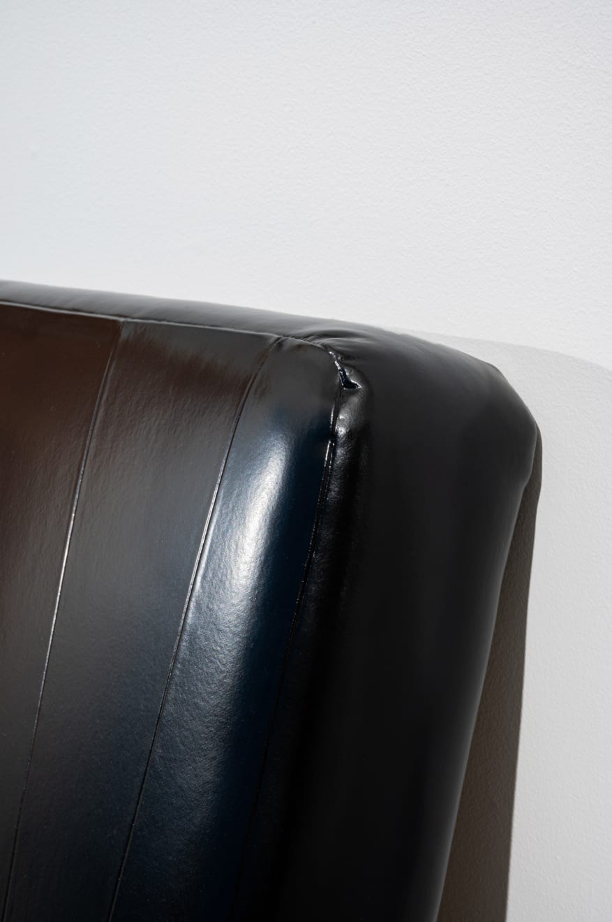 Kaz Oshiro, Untitled Painting (black upholstery/lines), 2012