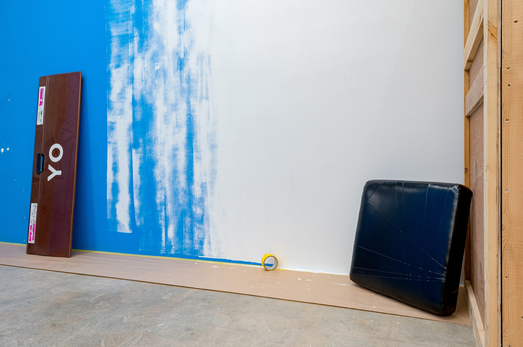 Kaz Oshiro, Untitled Painting (black upholstery/lines), 2012