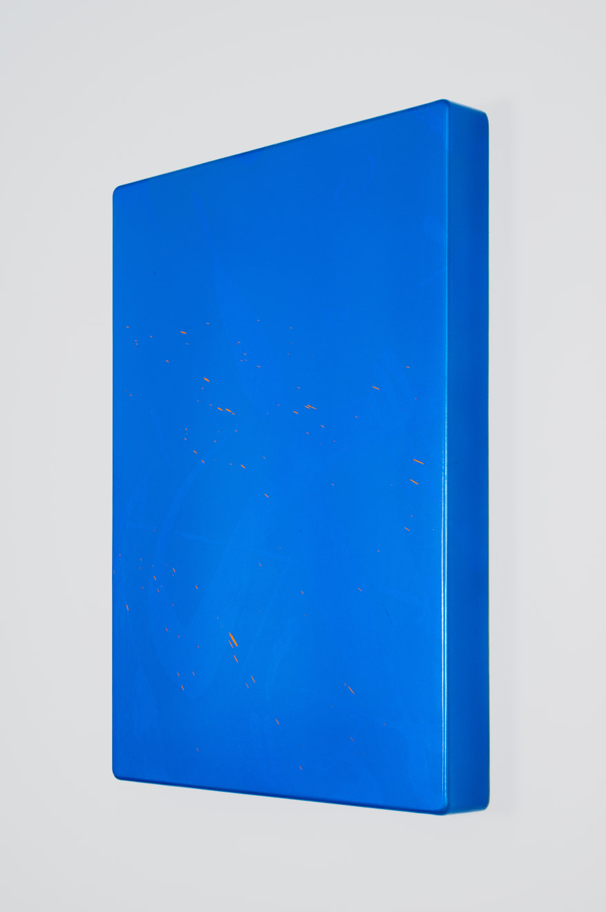 Kaz Oshiro, California Syuji (Pearl Blue, Orange splatter), 2020