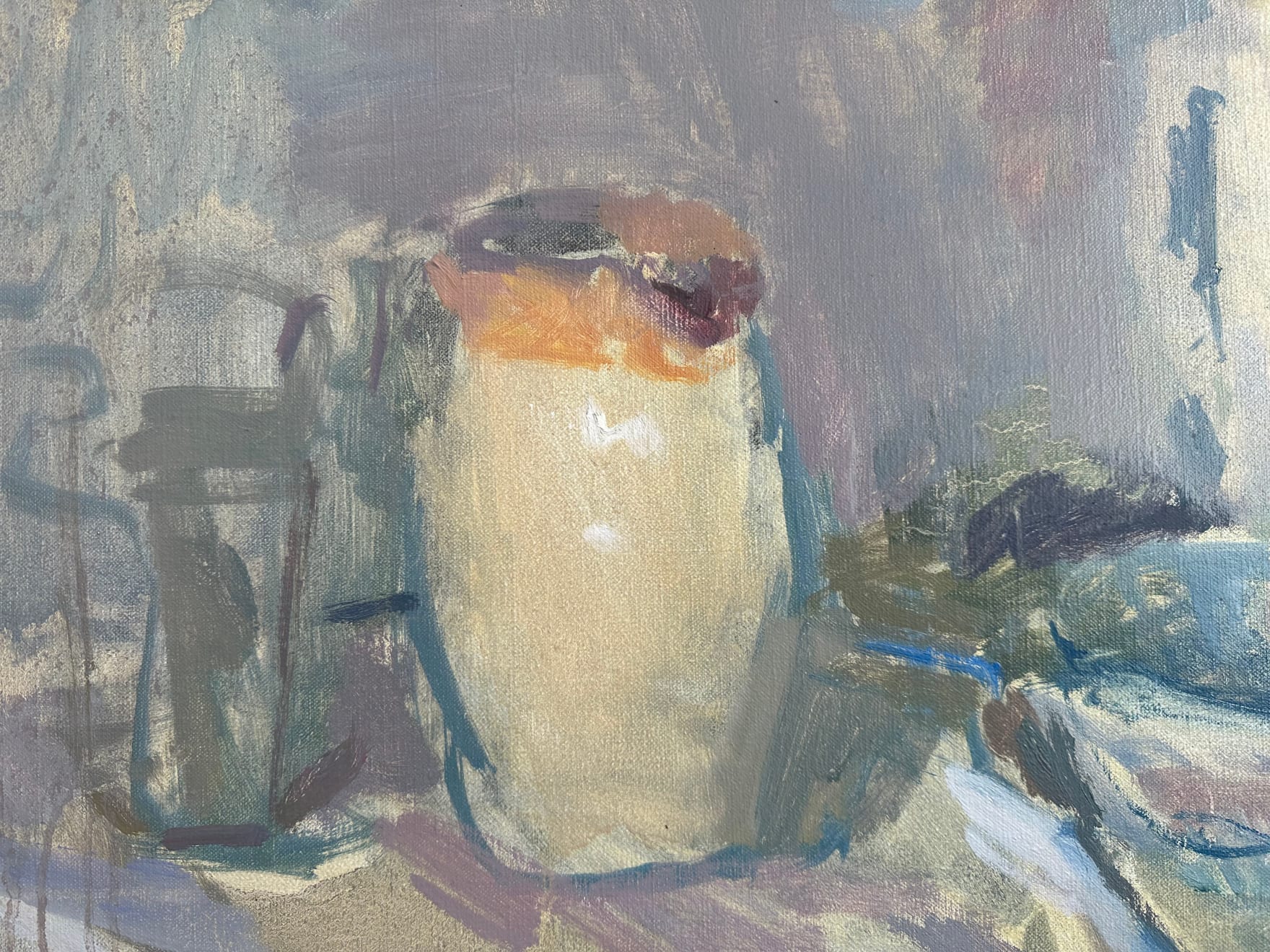 Daniel Shadbolt, Still Life with Jugs and Daffodils, 2024