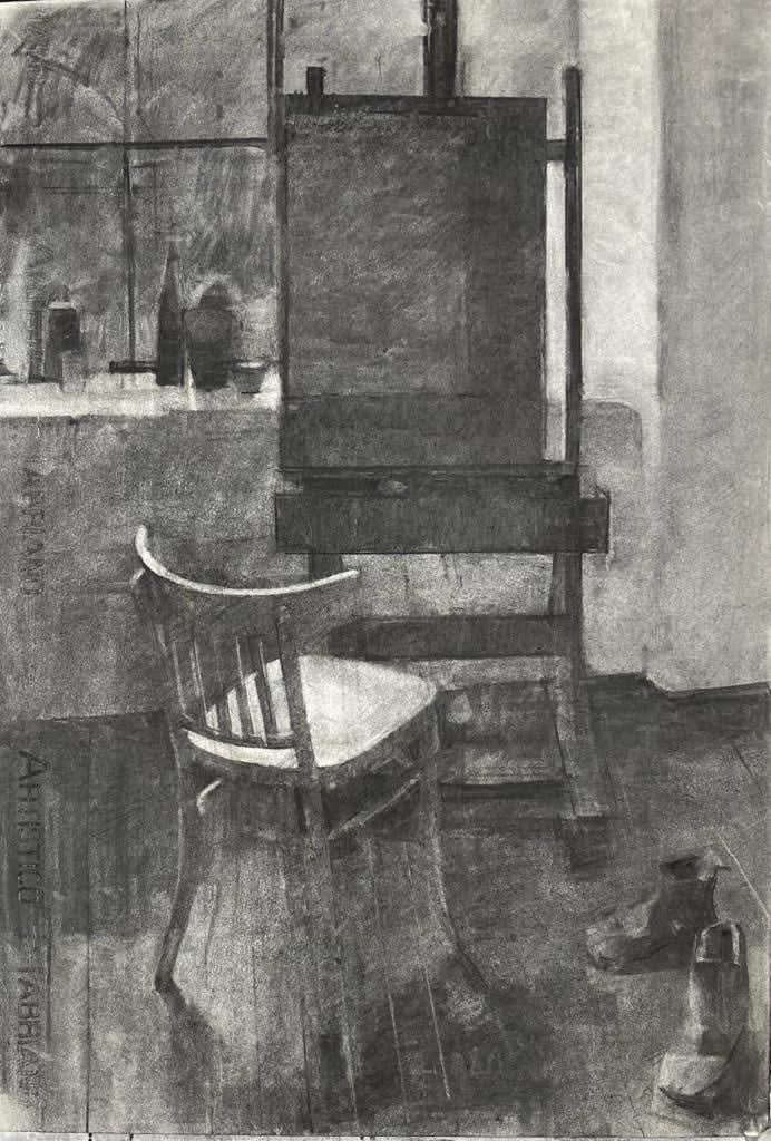 Jason Line, Easel, Chair and Boots, 2022