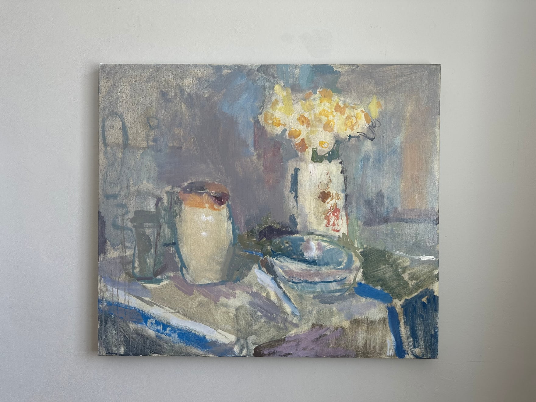 Daniel Shadbolt, Still Life with Jugs and Daffodils, 2024