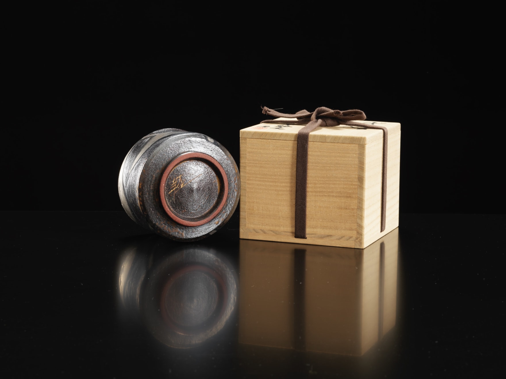 Yanagihara Mutsuo, Silver & Black - Oribe Type Tea Bowl