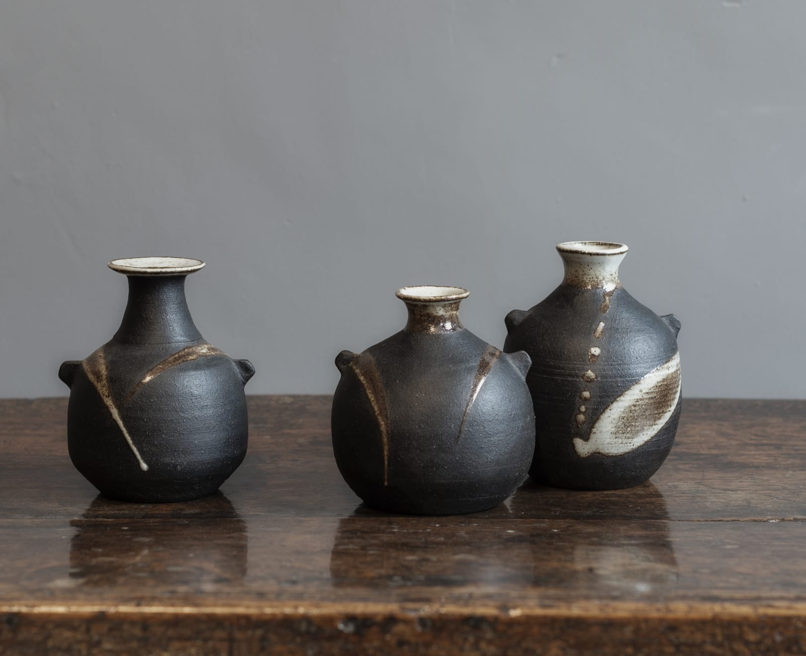 Janet Leach, three small vases