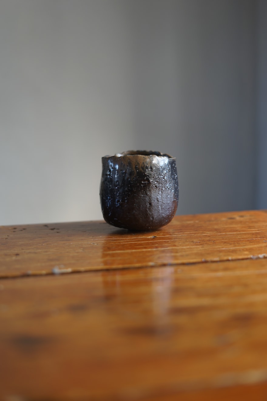 Kakurezaki Ryuichi, High-sided Black Bizen Chawan