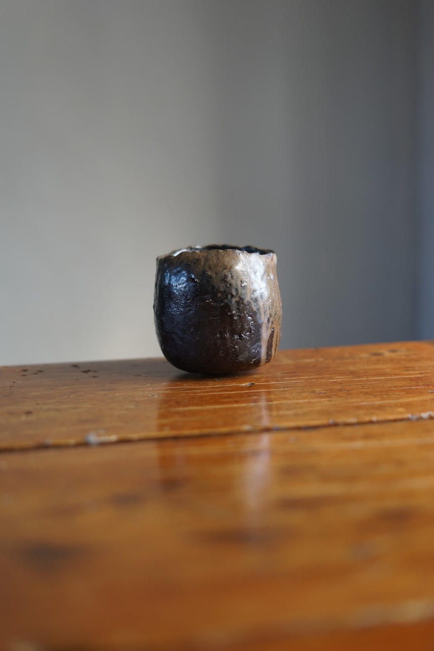 Kakurezaki Ryuichi, High-sided Black Bizen Chawan