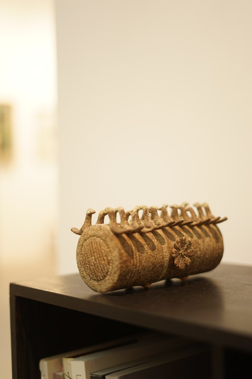Ian Godfrey, Barrel form with birds , c. 1975