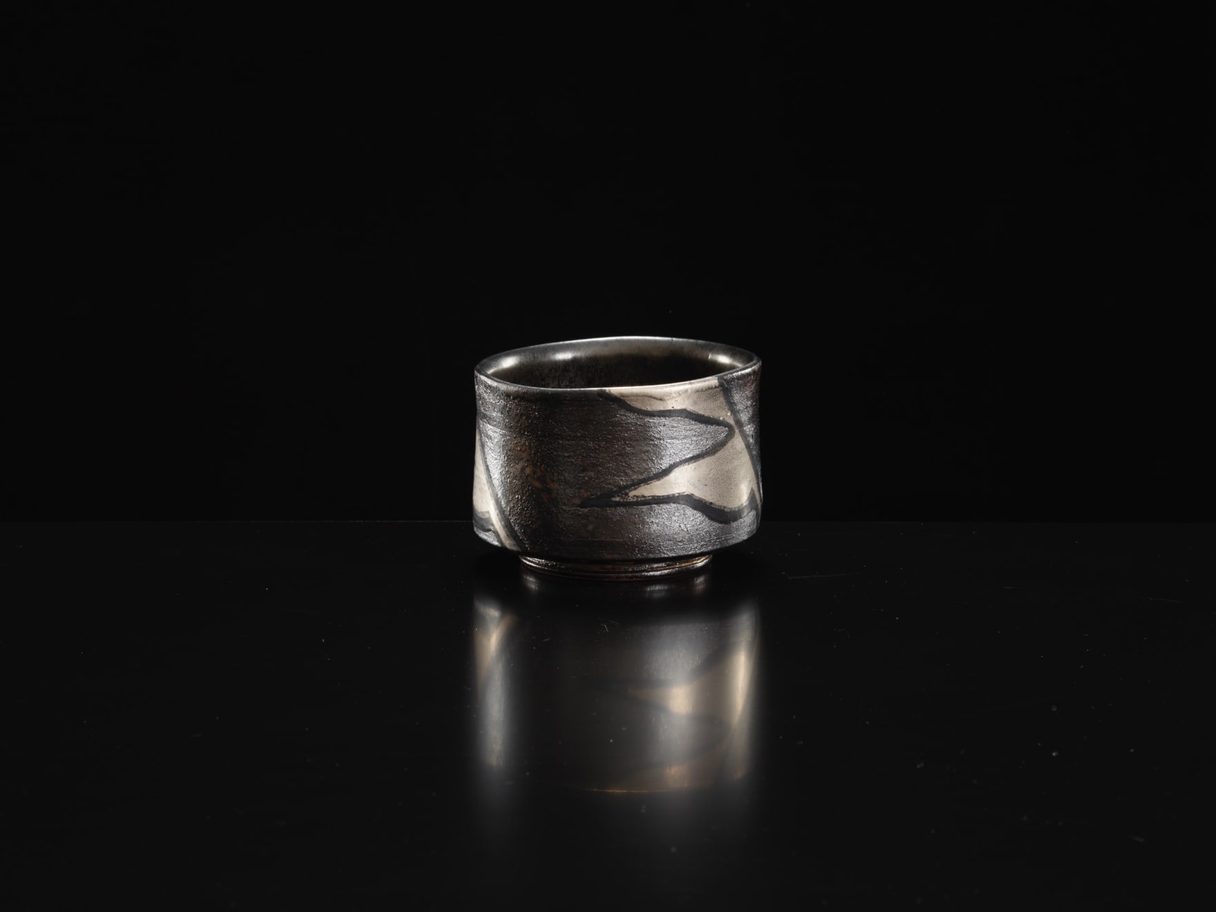 Yanagihara Mutsuo, Silver & Black - Oribe Type Tea Bowl