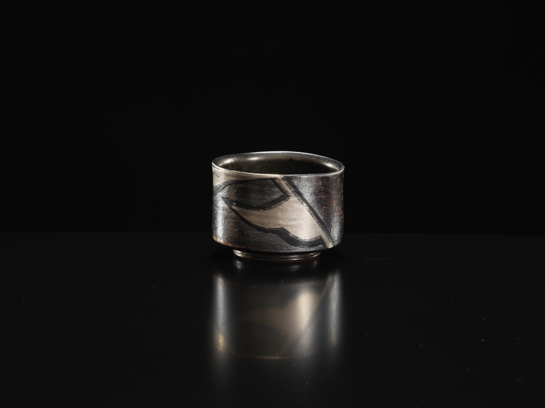 Yanagihara Mutsuo, Silver & Black - Oribe Type Tea Bowl