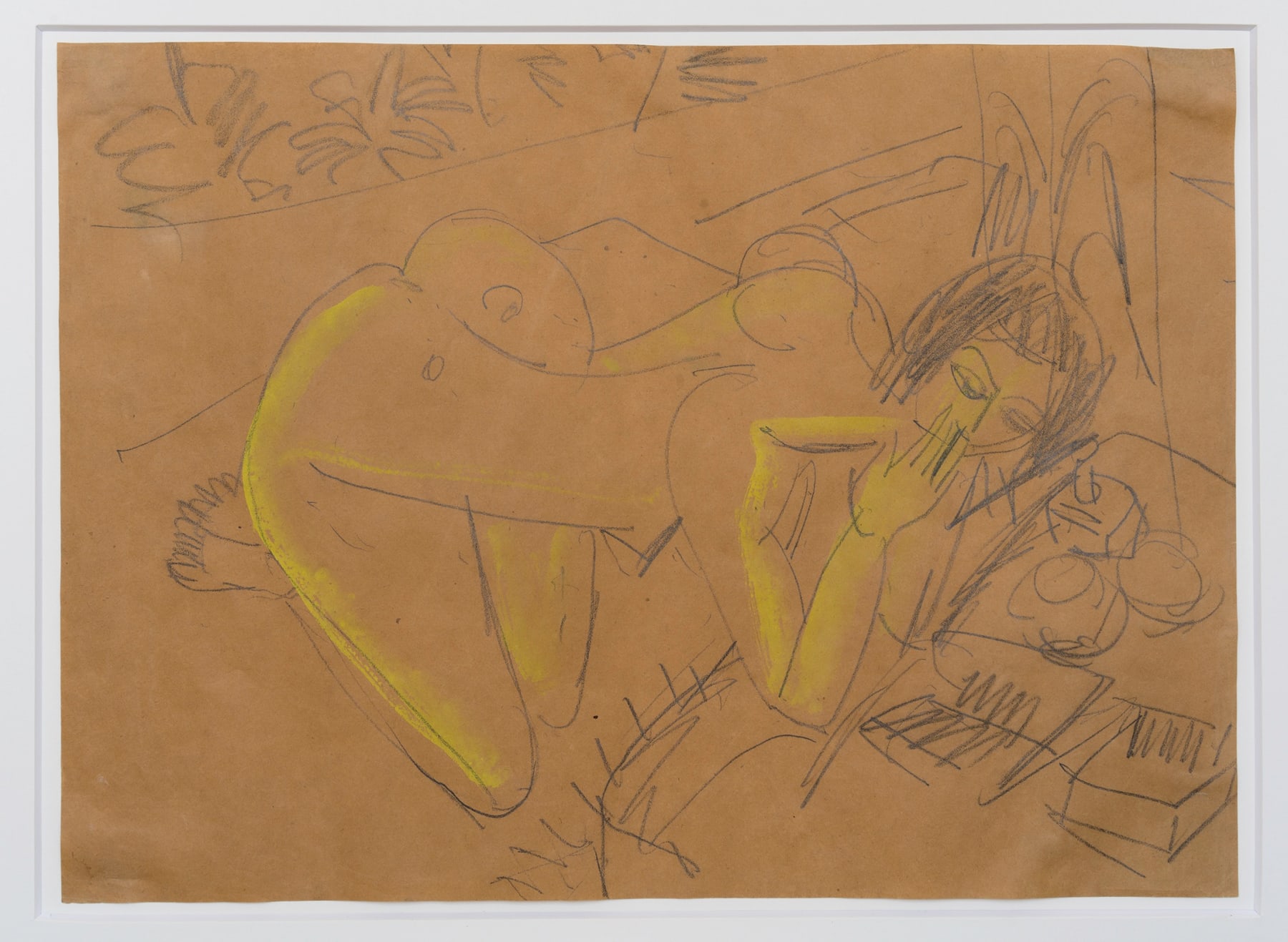 Ernst Ludwig Kirchner, Hockende necktie frau am teetisch, 1912