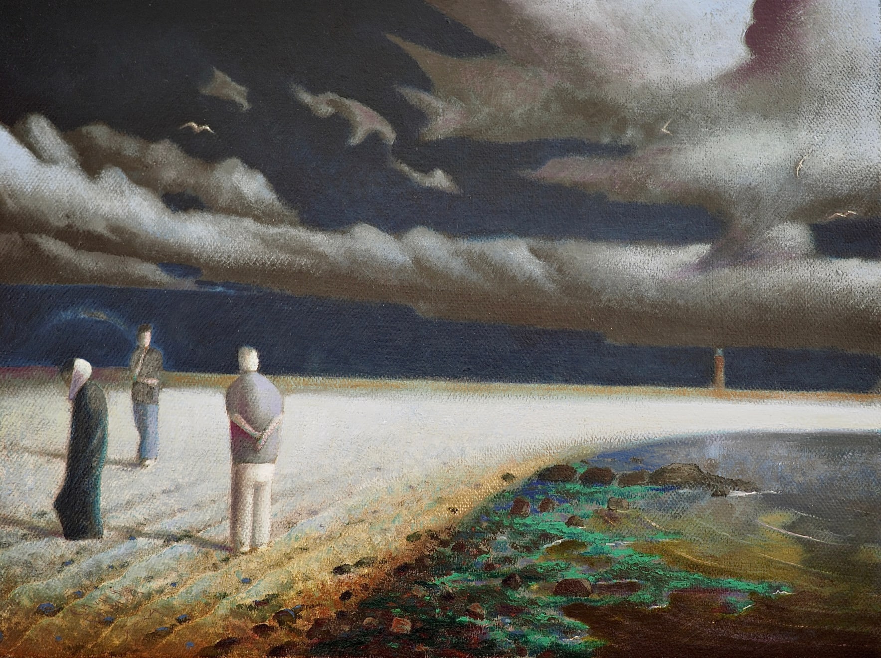 Gavin Chai, Beach with three people, 2024