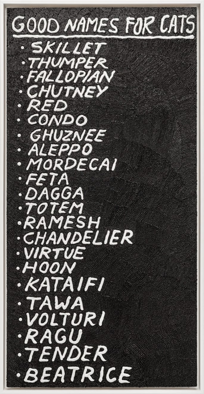 Vishmi Helaratne, GOOD NAMES FOR CATS (LIST ONE), 2021