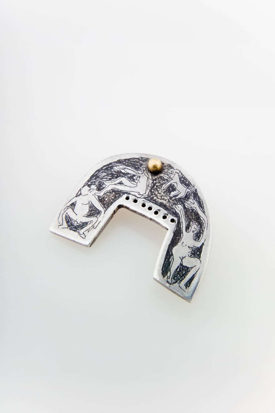 Ann Culy, Engraved brooch, 1995