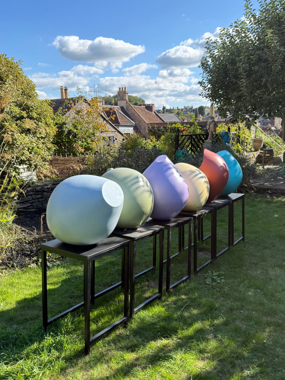 Patricia Volk, Individuals (Turquoise, Lemon, Lilac, Green, Grey), 2011