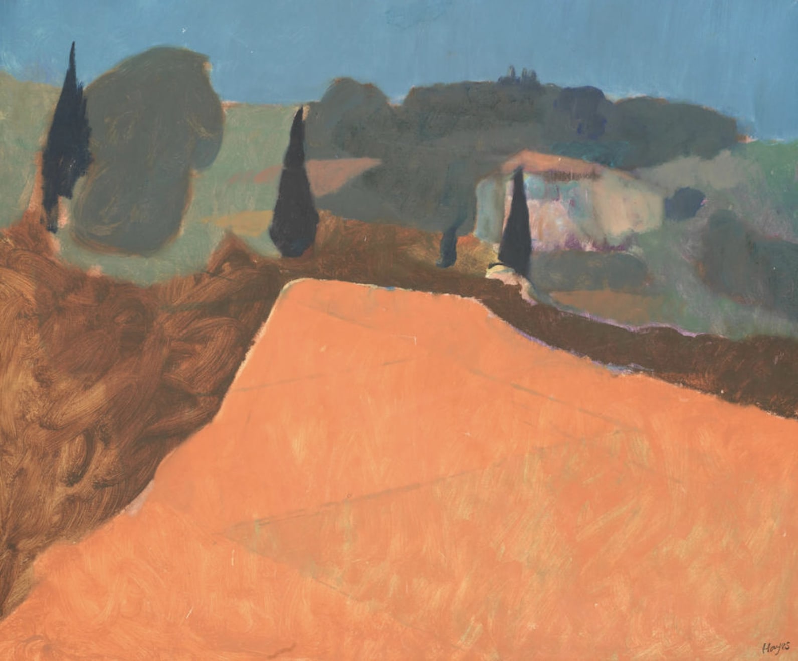 Colin Hayes RA, Landscape with Orange Field, C.2003