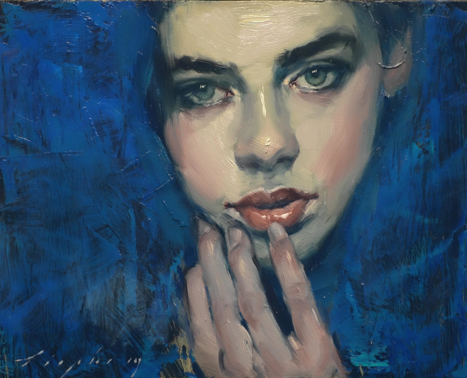 Malcolm Liepke, Head in Blue, 2018