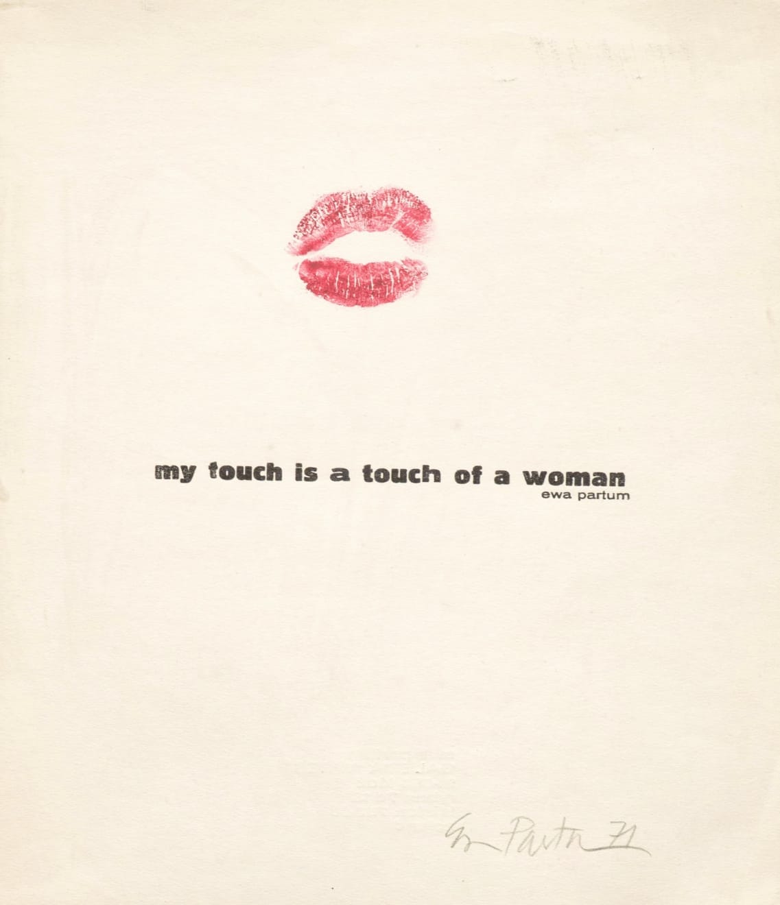 Ewa Partum, Poem by ewa, my touch is a touch of woman, 1971