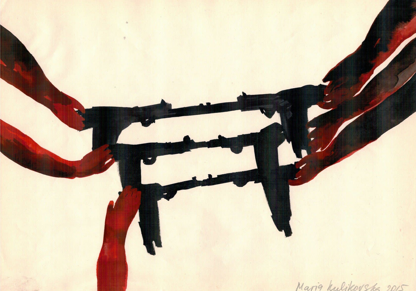 Maria Kulikovska, Arm-In-Revolution (Triptych), 2015