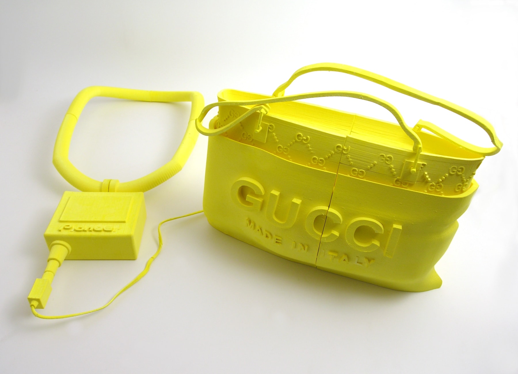 Gucci yellow clearance logo rubber tote