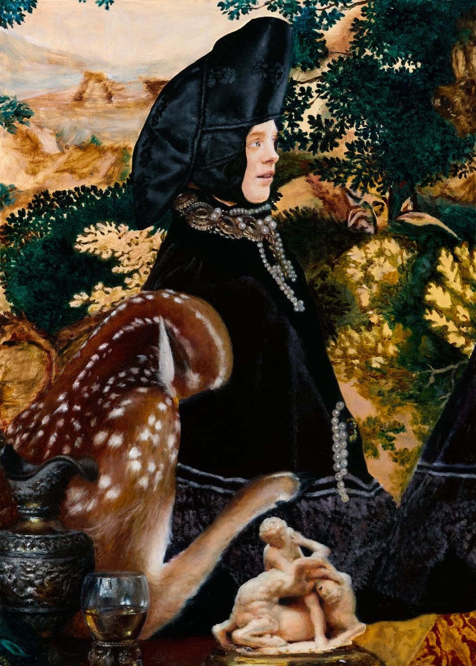 Teodora Axente, Portrait with black satin on the head, 2022