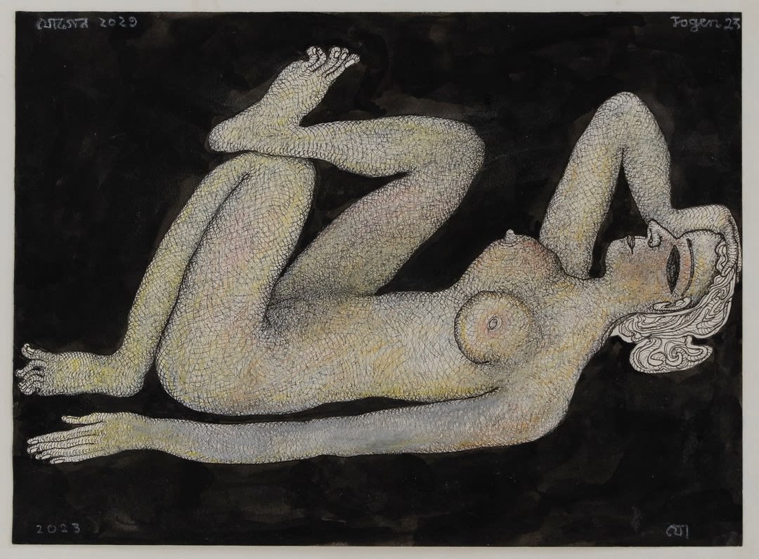 Jogen Chowdhury, Reclining Nude, 2023