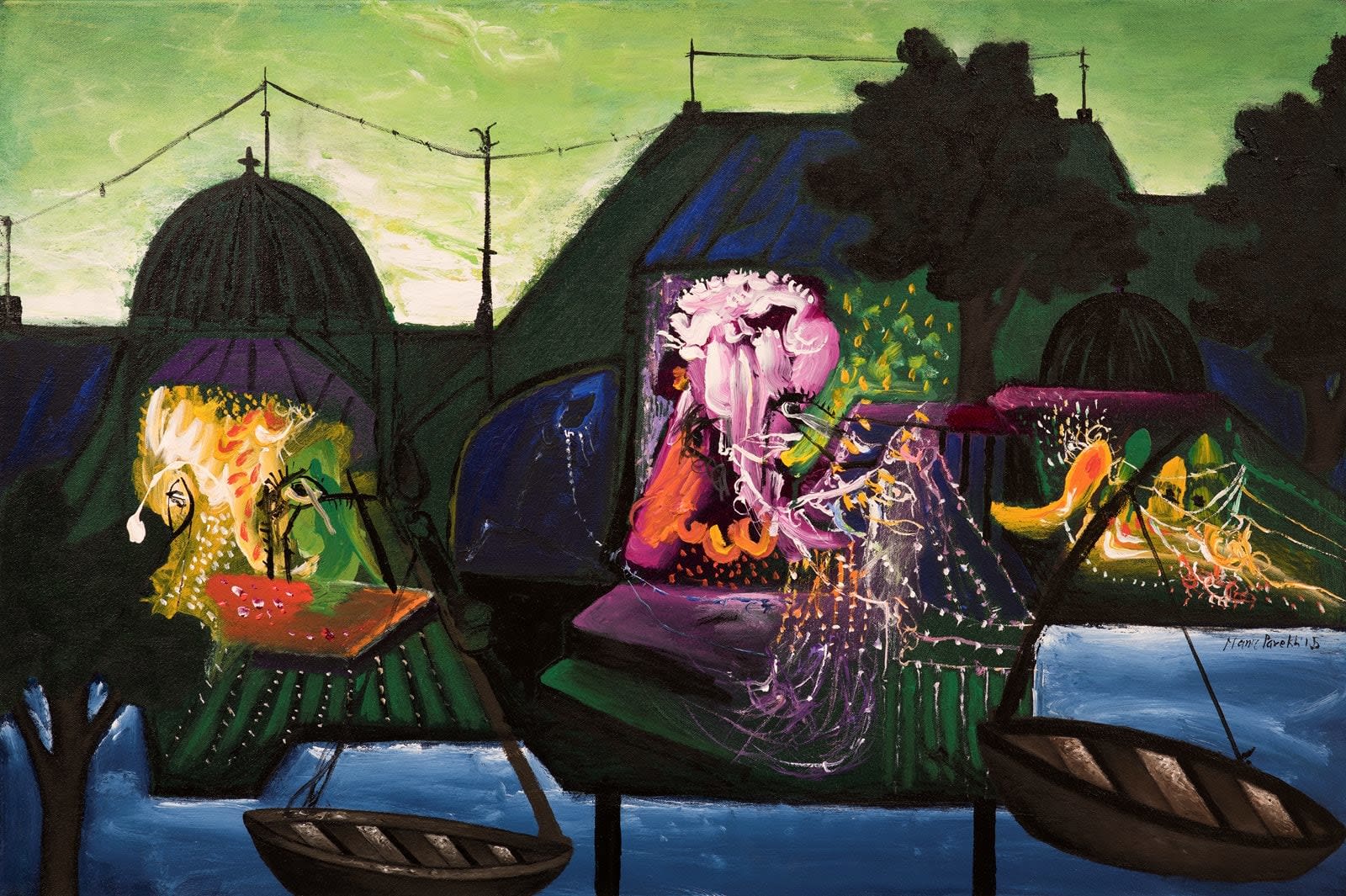 Manu Parekh, Evening light at Banaras, 2015