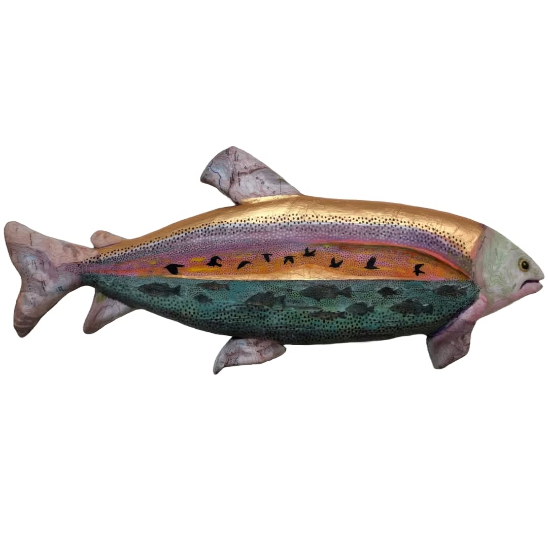 Clay and mixed media fish by Slate Gray Gallery artist Julie McNair