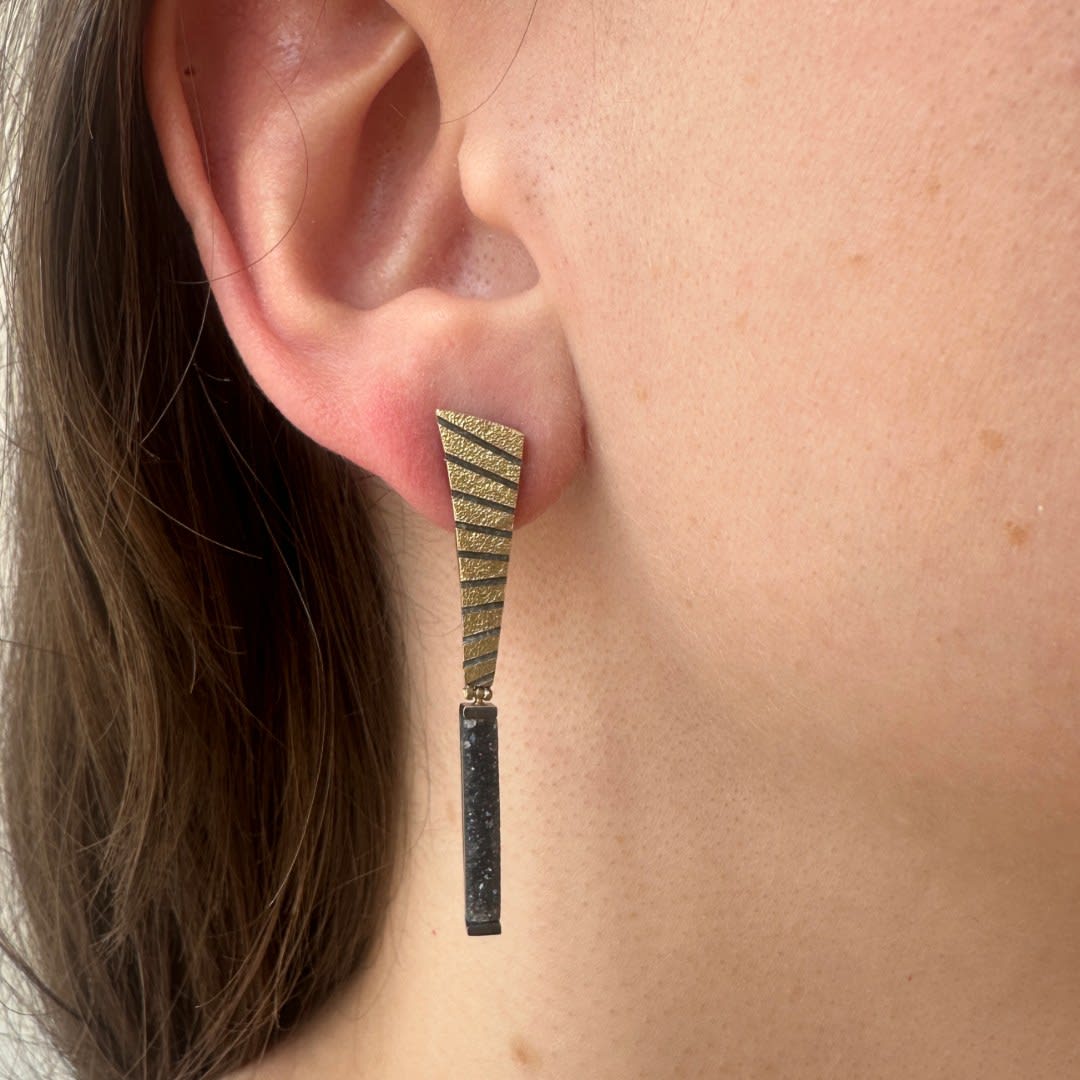 Elizabeth Garvin, Stripe Drusy Earrings