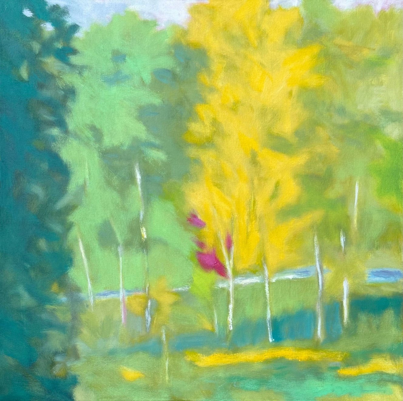 Bright colored abstract landscape by slate gray gallery artist Marshall Noice