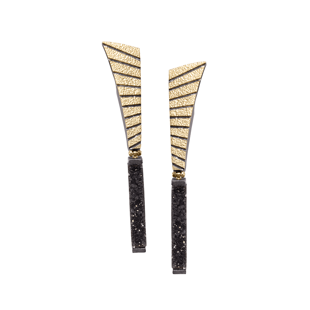 Elizabeth Garvin, Stripe Drusy Earrings