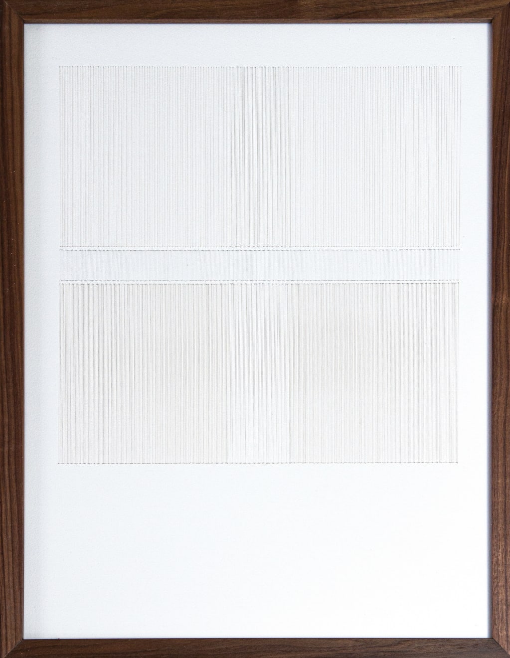 Framed white thread on paper work by Fringe Gallery artist Rebecca Messier