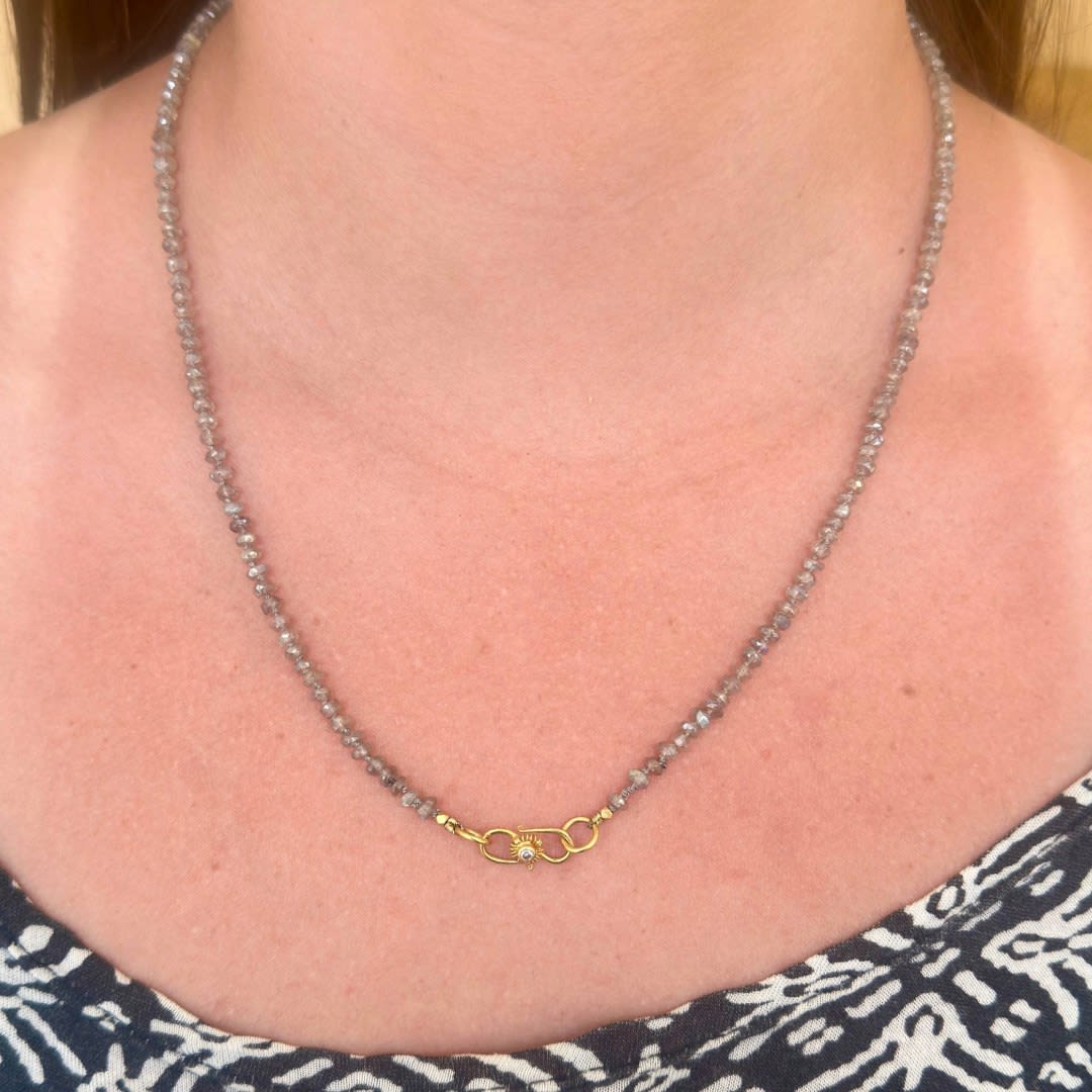 Labradorite Strung & Knotted Necklace by Fringe Gallery studio jeweler Marki Knopp