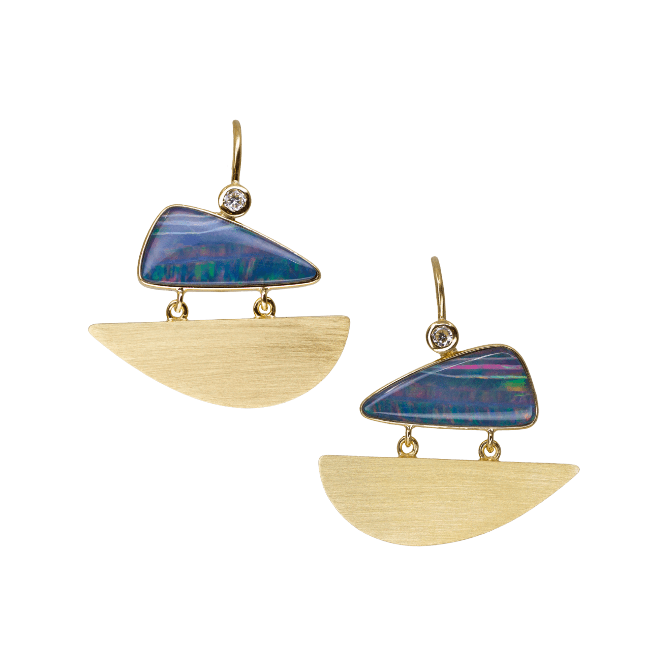 Sandra Frias, Opal Earrings with Diamonds