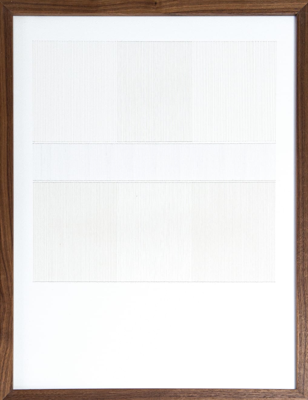 Framed white thread on paper work by Fringe Gallery artist Rebecca Messier