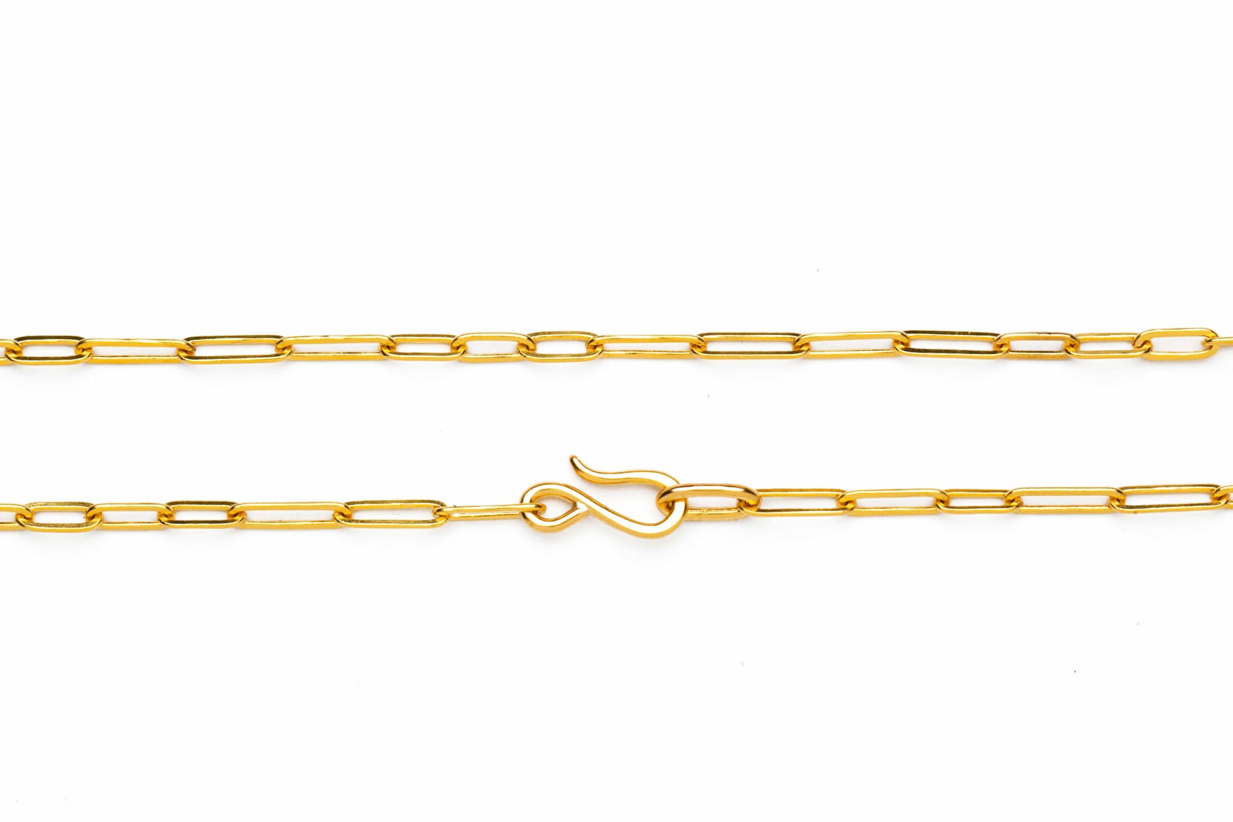 20k yellow gold paperclip chain necklace by by Fringe Gallery studio jeweler Nanci Modica
