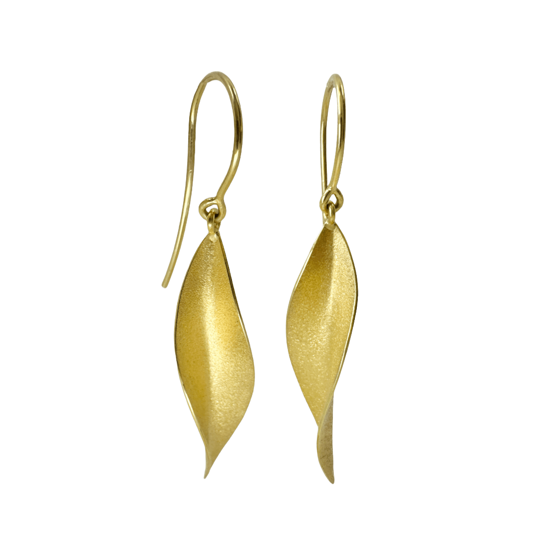 Timo Krapf, Gold Single Leaf Earrings