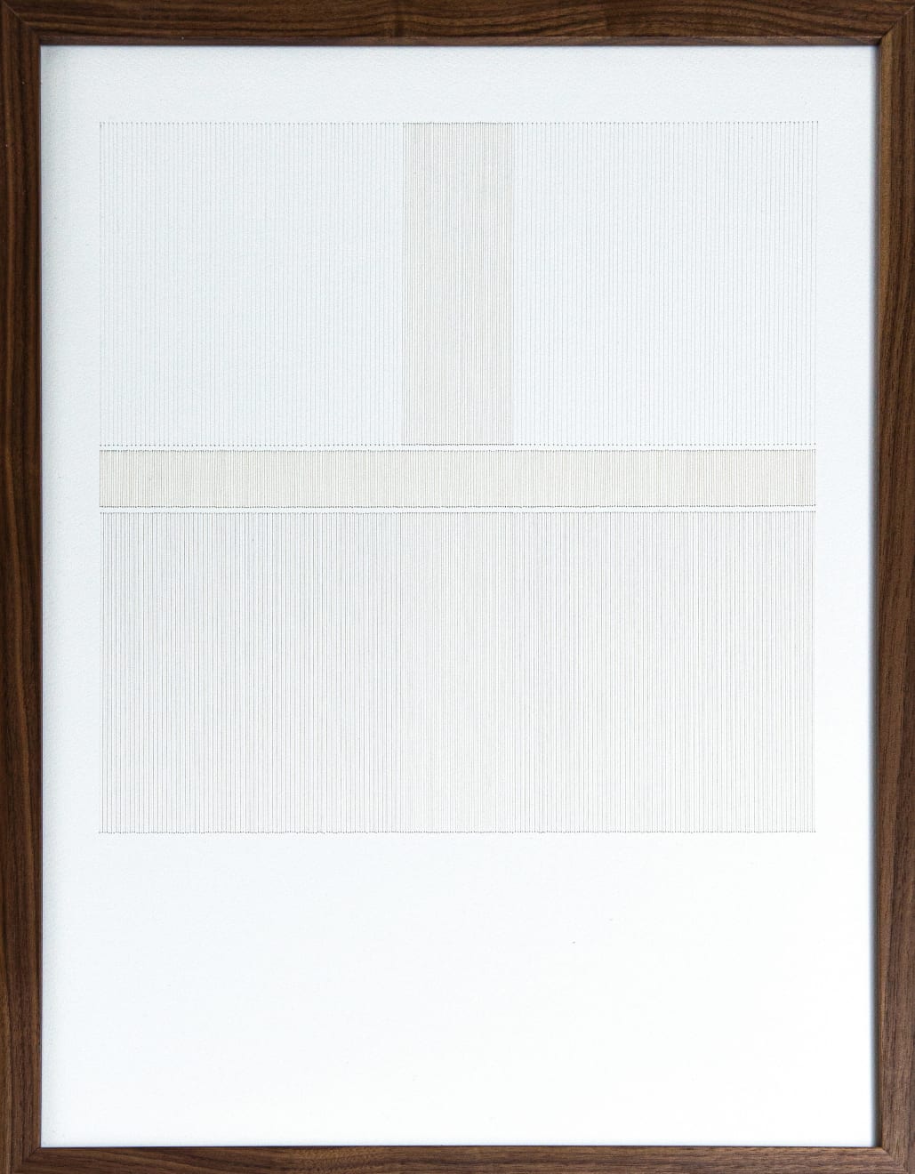 Framed white thread on paper work by Fringe Gallery artist Rebecca Messier