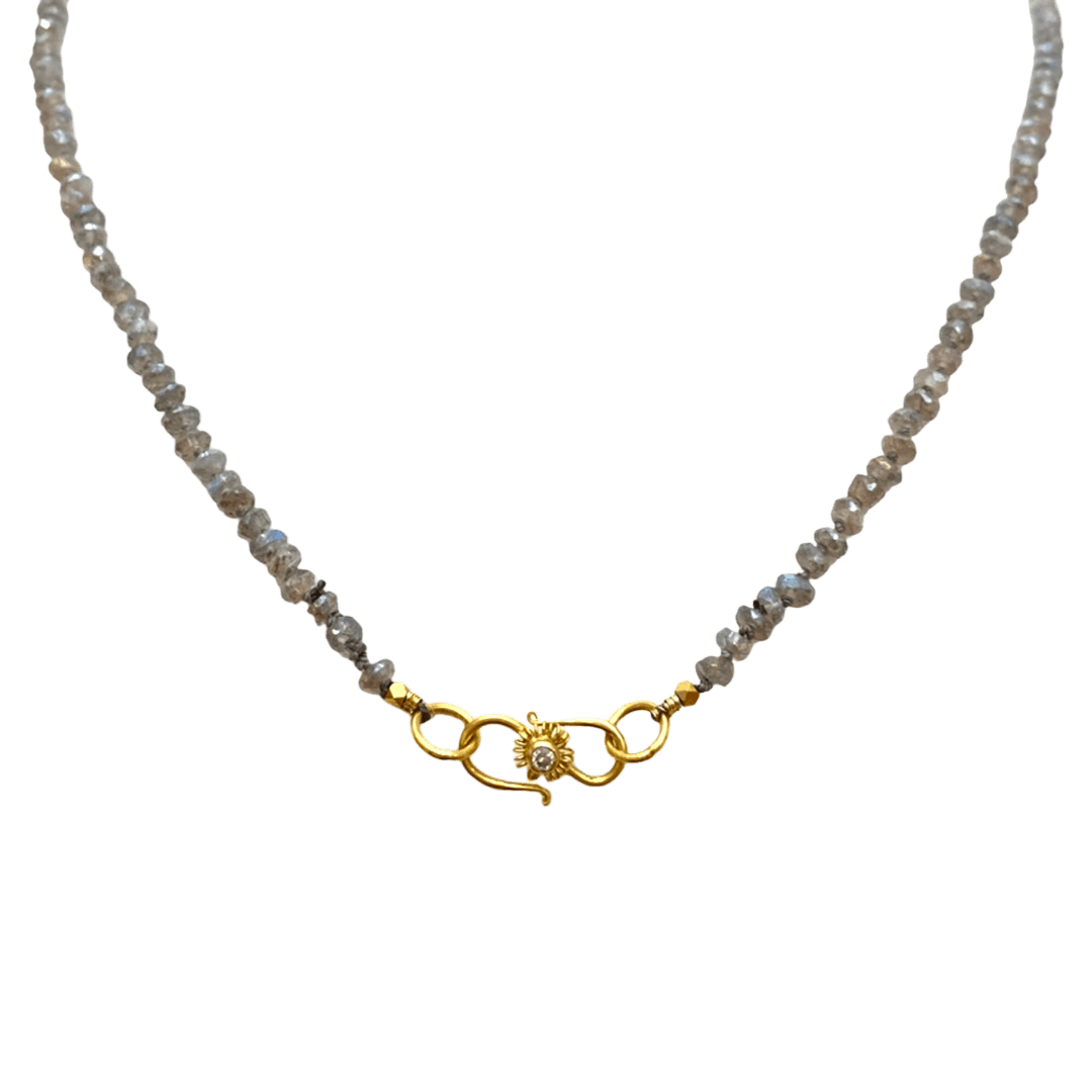 Labradorite Strung & Knotted Necklace by Fringe Gallery studio jeweler Marki Knopp