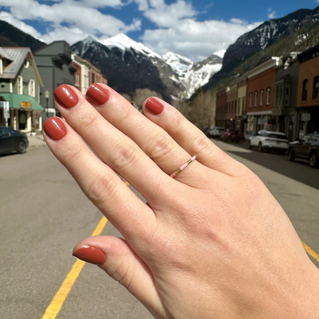 Pink Enamel Stacker Ring by Slate Gray Gallery studio jeweler Sloane Street