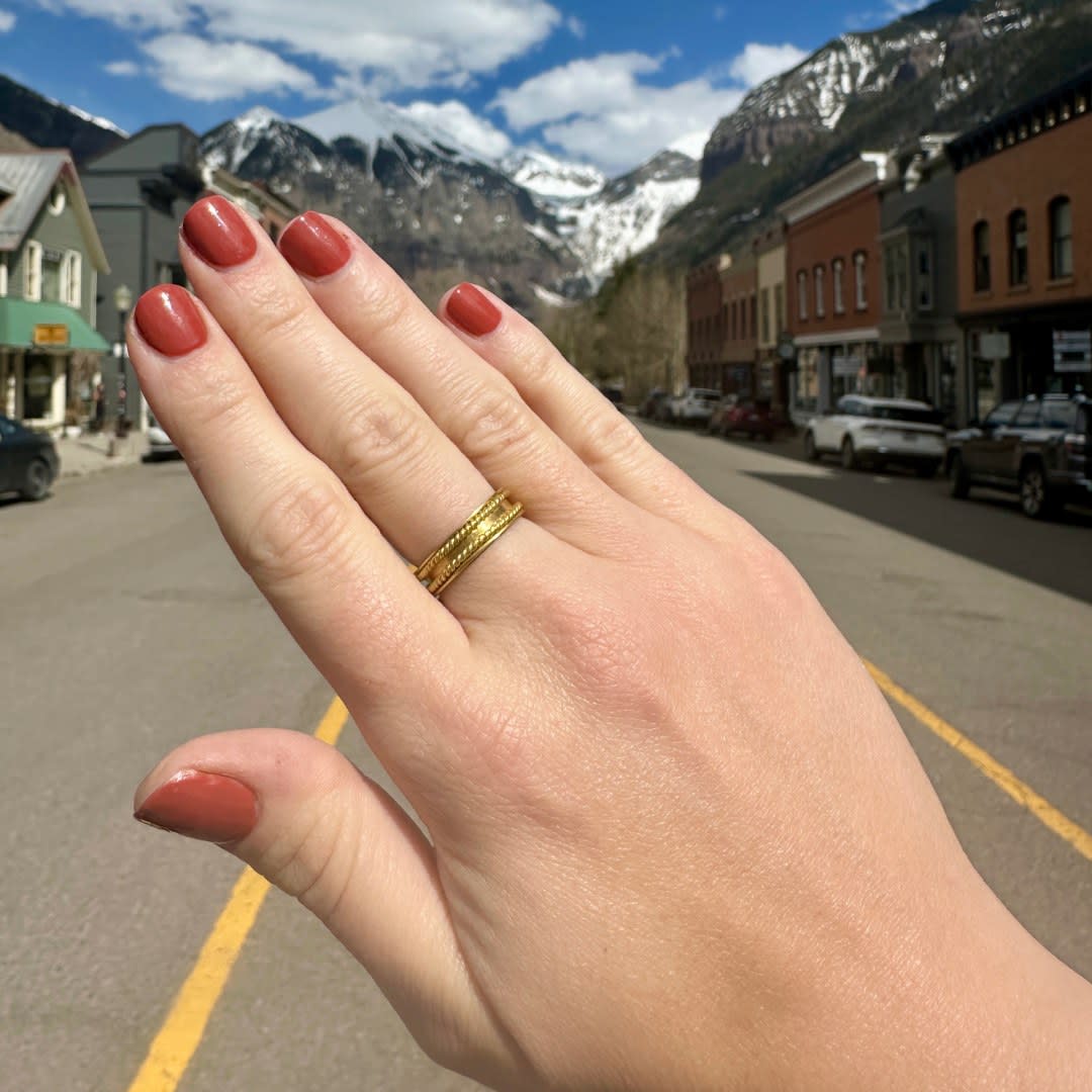 Twisted Gold Wire Rims Ring by Fringe Gallery studio jeweler Marki Knopp