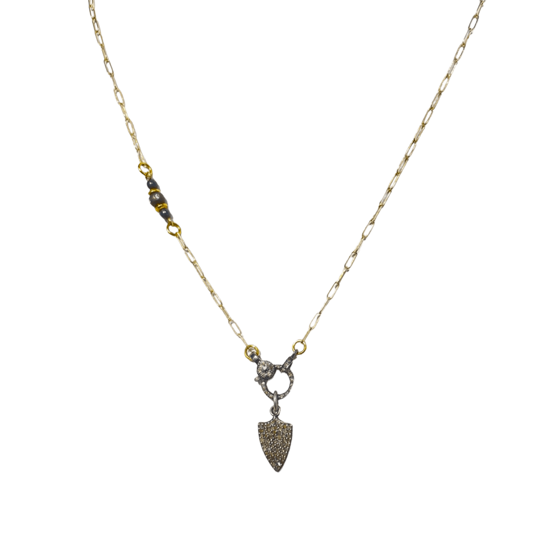 Diamond Shield Necklace by Slate Grau Gallery studio jeweler Maria Lightfoot