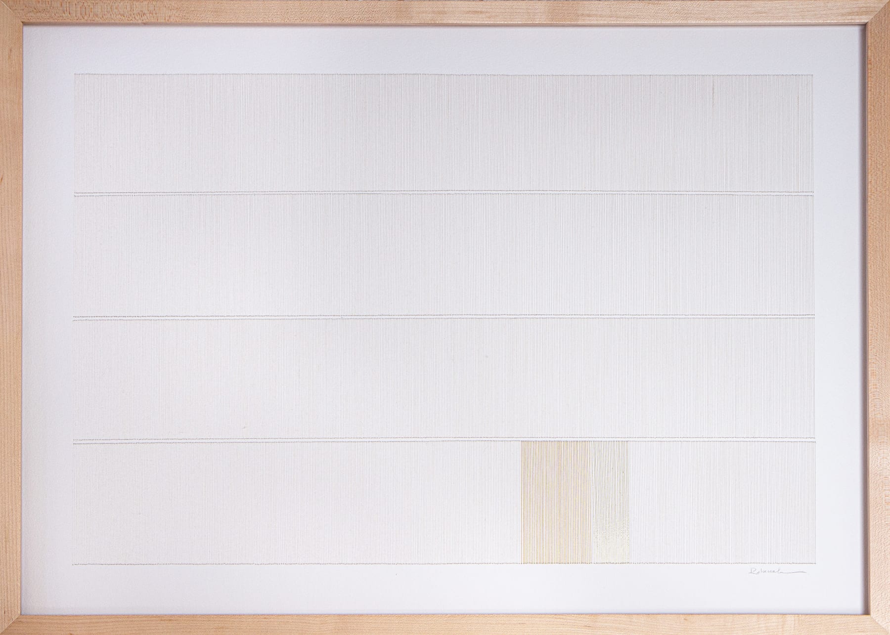White and tan thread on paper work by Fringe Gallery artist Rebecca Messier