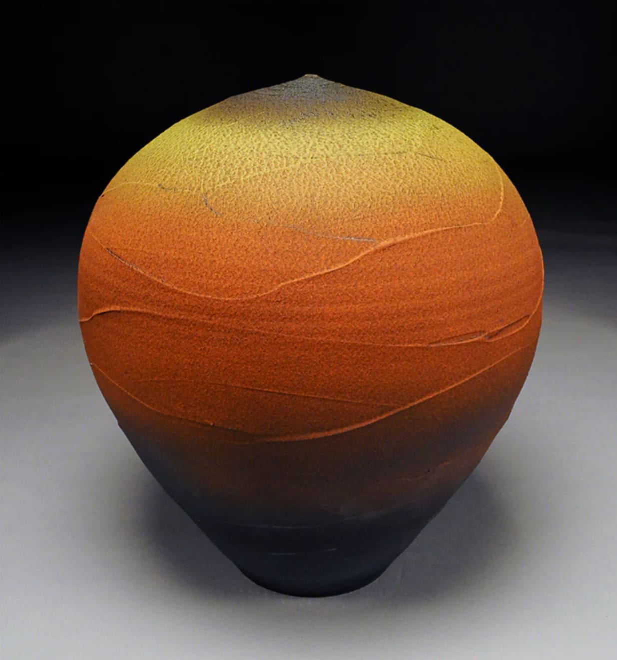 Gold Band Bottle, a earthenware sculpture by slate gray gallery artist Nicholas Bernard