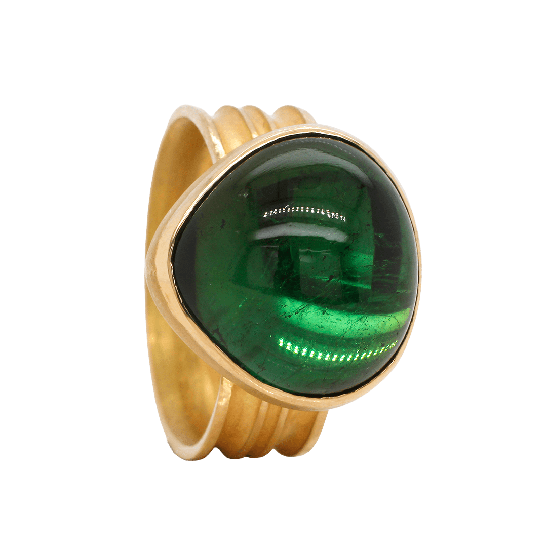 Green Tourmaline Ring by Fringe Gallery studio jeweler Barbara Heinrich
